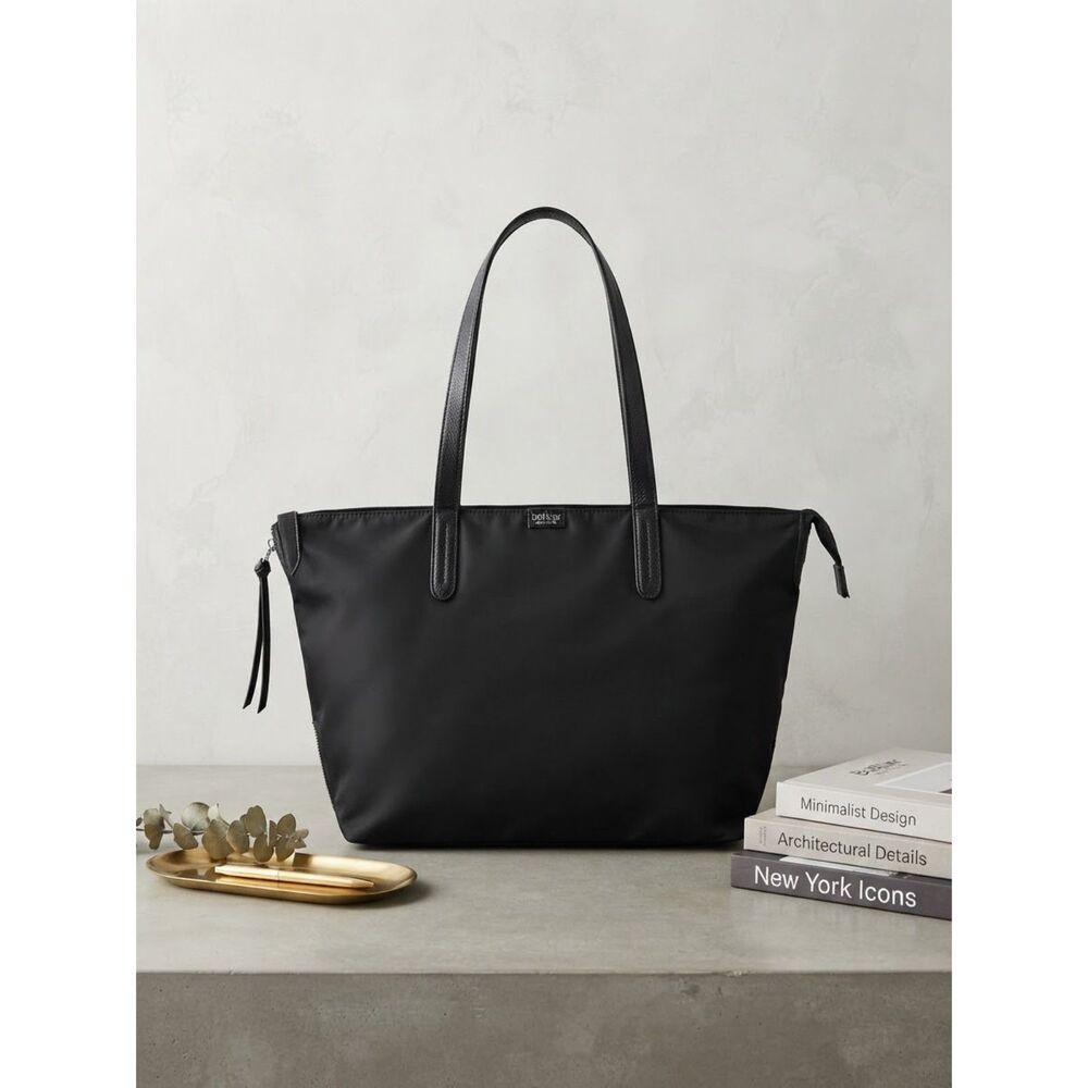 Botkier New York Bond Black Nylon Tote Bag Large Zipper Shoulder Travel Purse